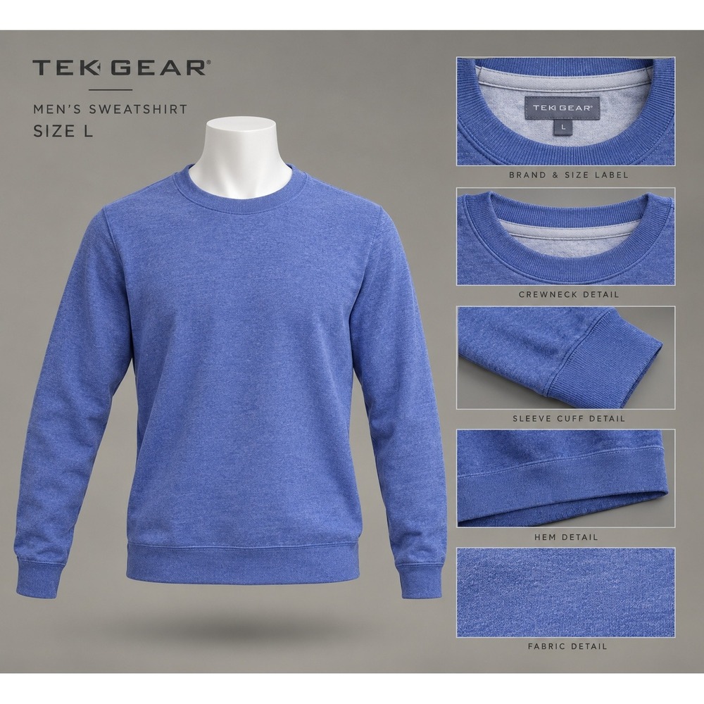 Tek Gear M22 Women Sweatshirt Size L Blue Heather Crewneck Long Sleeve Pullover